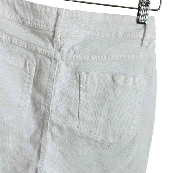 Zara Basic Size Small Skirt White Denim Mini‎ Frayed Hem Striped Trim - Picture 8 of 10
